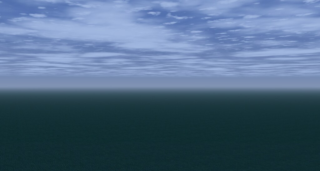 FlightGear at San Francisco showing nothing but open water to the
       horizon.